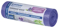 Worki na śmieci DONAU PROFESSIONAL, wytrzymałe, mocne, z uszami, 120l, 10 szt., zapach lawendy, fioletowe