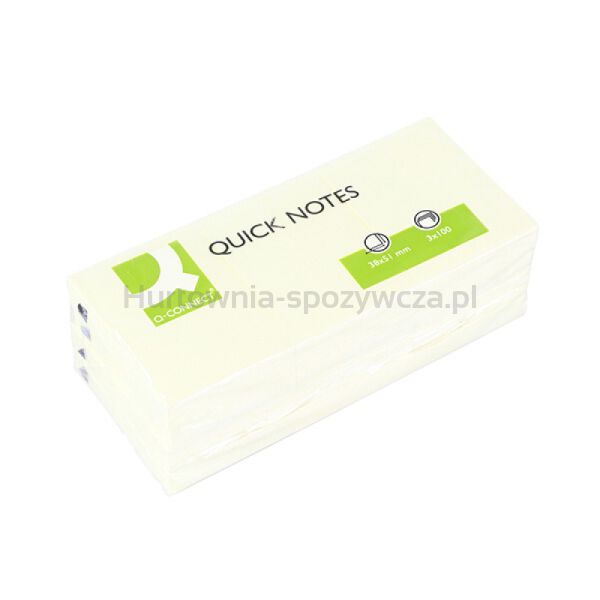 Bloczek samoprzylepny Q-CONNECT, 38x51mm, 3x100 kart., jasnożółty - 5