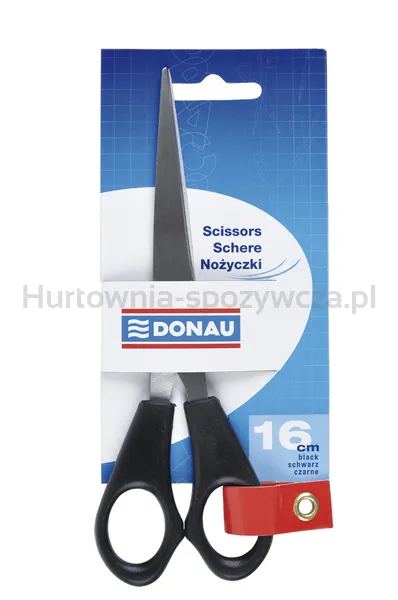 Donau Nożyczki biurowe klasyczne, 16cm, czarne 