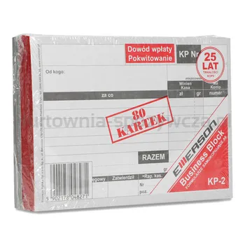 Druk Dowód wpłaty/pokwitowanie Emerson wielokopia, format A6, 5 bloczków x 80 kartek