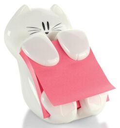 Post-It Podajnik do karteczek samoprzylepnych Kotek (CAT-330), biały, w zestawie 1 bloczek Super Sticky Z-Notes 