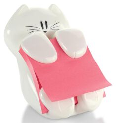Post-It Podajnik do karteczek samoprzylepnych Kotek (CAT-330), biały, w zestawie 1 bloczek Super Sticky Z-Notes 