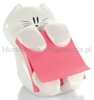 Post-It Podajnik do karteczek samoprzylepnych Kotek (CAT-330), biały, w zestawie 1 bloczek Super Sticky Z-Notes 