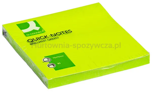 Q-Connect Bloczek Samoprzylepny Brilliant, 76X76Mm, 1X80 Kart., Zielony 