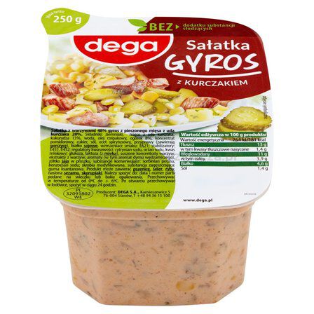 Dega Sałatka Gyros Z Kurczakiem 250 G