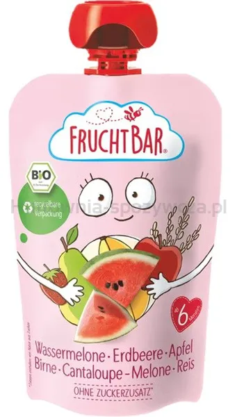 Mus arbuz, truskawka, jabłko, gruszka, melon, ryż BIO 100 g