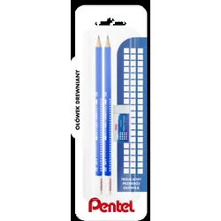 Pentel Ołówek Drewniany Hb I 2B + Gumka Zeh03