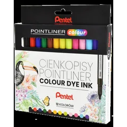 Cienkopisy Kolorowe Pentel Pointliner S40 12 Kolorów