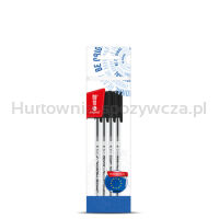 Memobe Długopis biurowy przezroczysty 1,0mm czarny, 4 szt. etui
