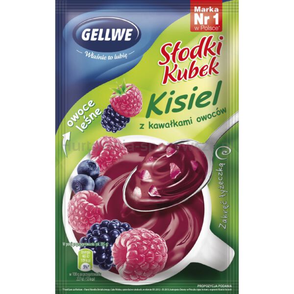 Gellwe Słodki Kubek Kisiel Z Kawałkami Owoców Owoce Leśne Z Witaminą C 30G