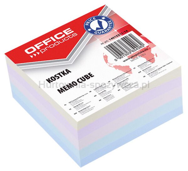 Office Products Kostka klejona, 85x85x40mm, mix kolorów 