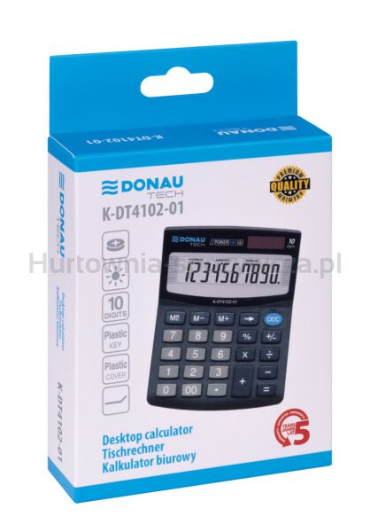 Donau Kalkulator biurowy TECH, 10-cyfr. wyświetlacz, wym. 122x100x32 mm, czarny  - 4