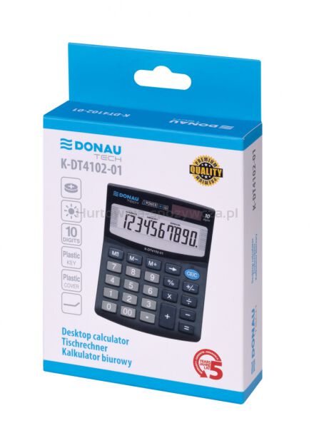 Donau Kalkulator biurowy TECH, 10-cyfr. wyświetlacz, wym. 122x100x32 mm, czarny  - 5