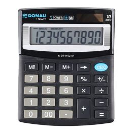 Donau Kalkulator biurowy TECH, 10-cyfr. wyświetlacz, wym. 122x100x32 mm, czarny 
