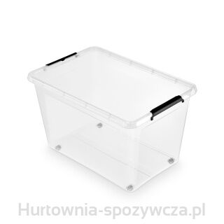 Pojemnik Do Przechowywania Moxom Simple Box, 60L, Na Kółkach, Transparentny