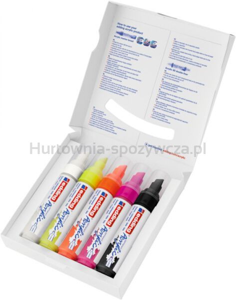 Marker akrylowy szeroki e-5000 EDDING, 5-10mm, 5 szt., mix kolorów neon - 2