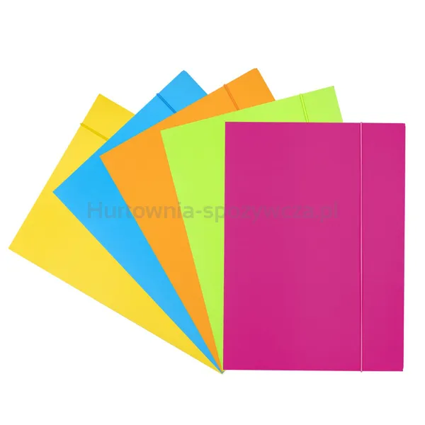 Teczka Z Gumką Office Products, Fluo Soft Touch, Karton/Lakier, A4, 320Gsm, 3-Skrz., Mix Kolorów