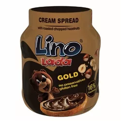 Lino Lada Gold Orzechowy krem do smarowania z kawałkami prażonych orzechów laskowych 350 g