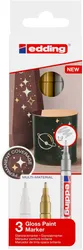 Edding Marker olejowy błyszczący e-751 1-2mm, 3 szt., mix kolorów metalicznych 