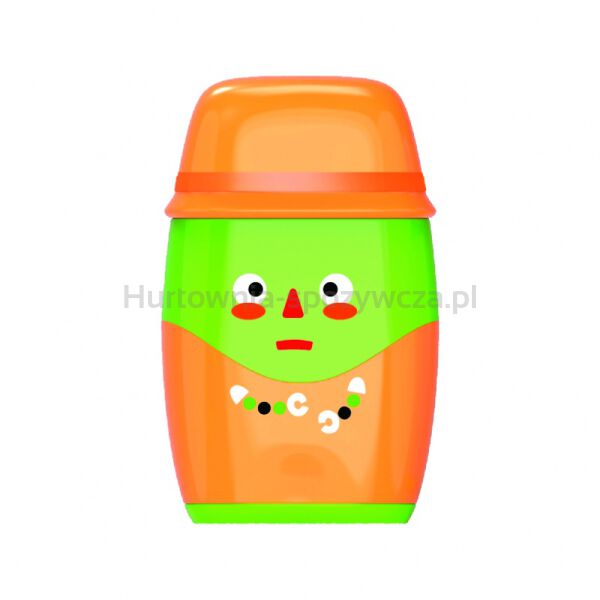 Temperówka plastikowa KEYROAD Hello, z gumką, podwójna, z pojemnikiem, blister, mix kolorów - 3