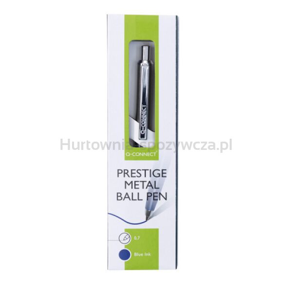 Q-Connect Długopis automatyczny PRESTIGE, 0,7mm, niebiesko/srebrny, wkład niebieski  - 2