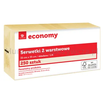 TG Economy Serwetka 33x33 cm, 2 warstwowa szampan 250 sztuk