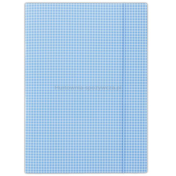 Donau Teczka z gumką karton, A4, 400gsm, 3-skrz., niebieska w kratę 