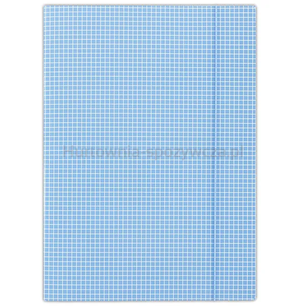 Donau Teczka Z Gumką Karton, A4, 400Gsm, 3-Skrz., Niebieska W Kratę 