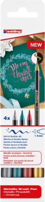 Edding Pisak metaliczny z końcówką pędzelkową e-1340 zestaw Xmas, 4szt. 