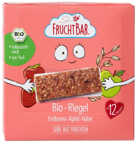 Batony zbożowe truskawka, jabłko, owies powyżej 12 miesięcy 6x BIO 23 g