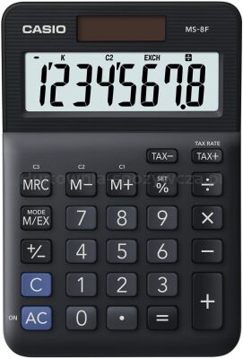 Casio Kalkulator biurowy MS-8F, 8-cyfrowy, 103x147x28,8mm, czarny 