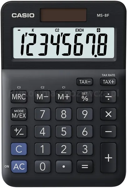 Casio Kalkulator Biurowy Ms-8F, 8-Cyfrowy, 103X147X28,8Mm, Czarny 
