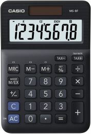 Casio Kalkulator biurowy MS-8F, 8-cyfrowy, 103x147x28,8mm, czarny 