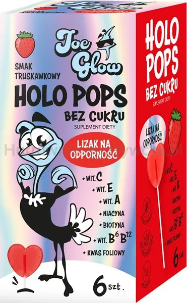 Holopops Lizak Na Odporność Truskawkowy  B/C ( 6Szt) 36 G