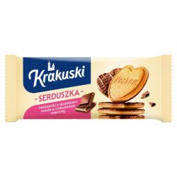 Krakuski Herbatniki Serduszka w czekoladzie mlecznej 171g