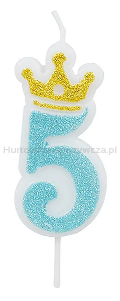Świeczka PARTY GO, cyfra 5, 6,8cm, niebieska