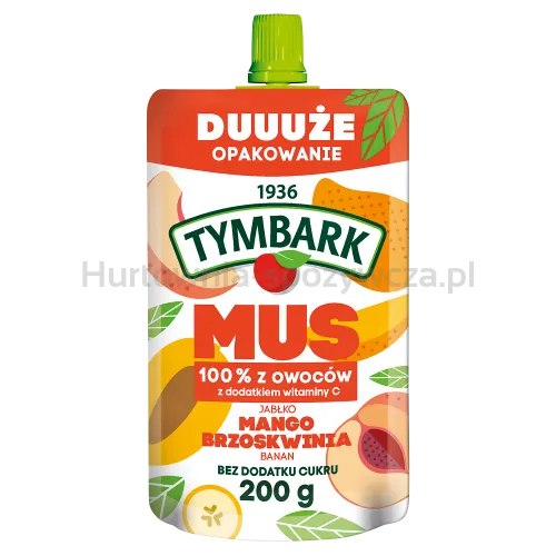 Tymbark Mus 100% Jabłko Mango Brzoskwinia Banan 200 G