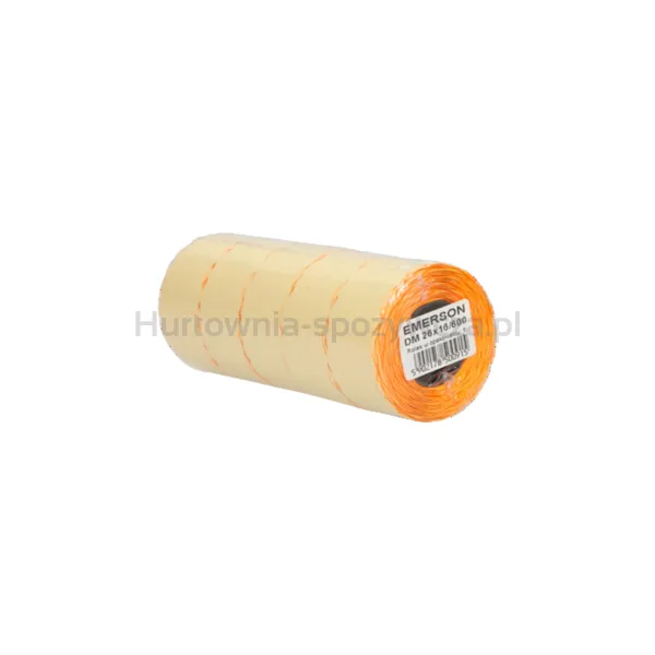 Etykieta do metkownic D M dwurzędowa pomarańczowa 26x16mm, nawój 600, zgrzewka 5 rolek