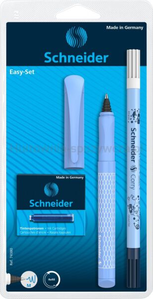 Pióro kulkowe SCHNEIDER Easy Set, wymazywacz, 6 nabojów, blister, mix kolorów - 5