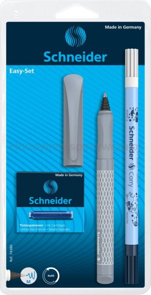 Pióro kulkowe SCHNEIDER Easy Set, wymazywacz, 6 nabojów, blister, mix kolorów - 6