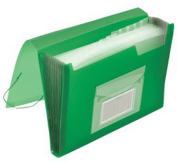 Q-Connect Teczka harm. z gumką  PP, A4, 12-przegr., transparentna zielona 