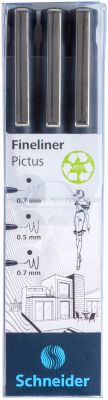 Schneider Zestaw Cienkopisów Pictus, 3 szt., czarne, mix grubości 