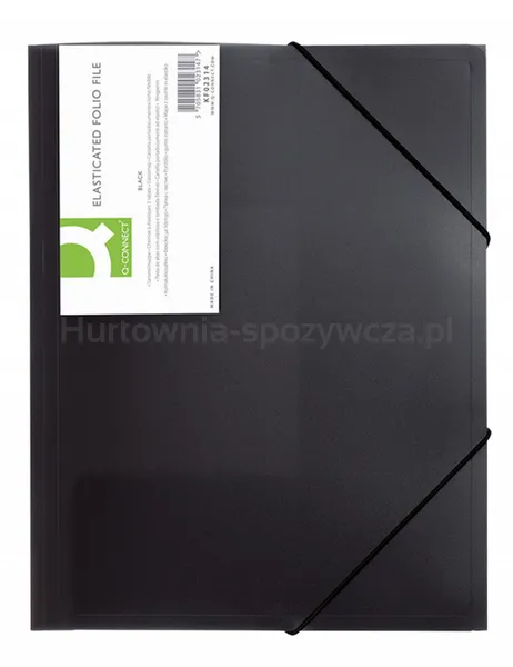 Teczka Z Gumką Q-Connect, Pp, A4, 400Mikr., 3-Skrz., Transparentna Czarna