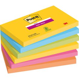 Post-It Karteczki samoprzylepne Super Sticky, CARNIVAL, 76x127mm, 6x90 kart. 
