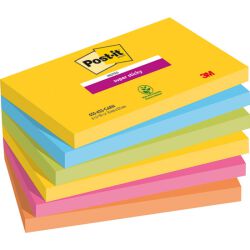 Post-It Karteczki samoprzylepne Super Sticky, CARNIVAL, 76x127mm, 6x90 kart. 