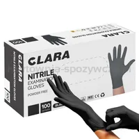 Rękawice nitrylowe bezpudrowe CLARA, 100 szt., rozmiar XL, czarne - 6