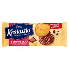 Krakuski Herbatniki Serduszka w czekoladzie mlecznej 171g x 26 sztuk