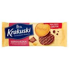 Krakuski Herbatniki Serduszka w czekoladzie mlecznej 171g x 26 sztuk