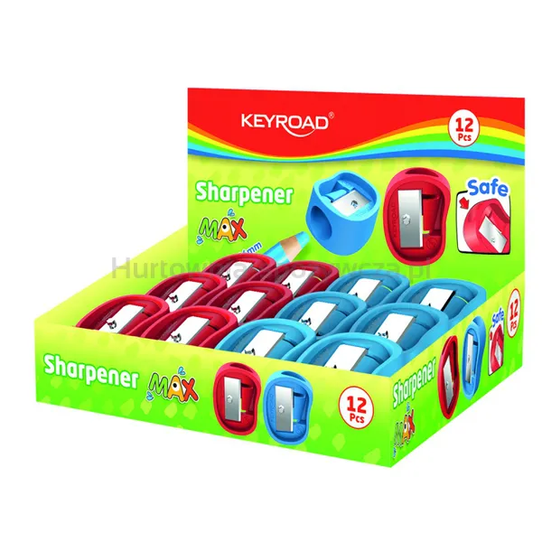 Temperówka plastikowa KEYROAD Max, jumbo, pojedyncza, display, mix kolorów