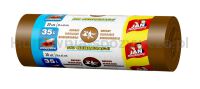 Worki na śmieci JAN NIEZBĘDNY, do segregacji, easy pack, 35l, 20szt., brązowe